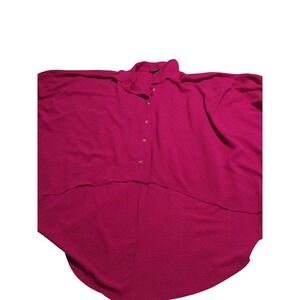 chacha vente women large fuchsiacollared button front high low tunicblouse top L
